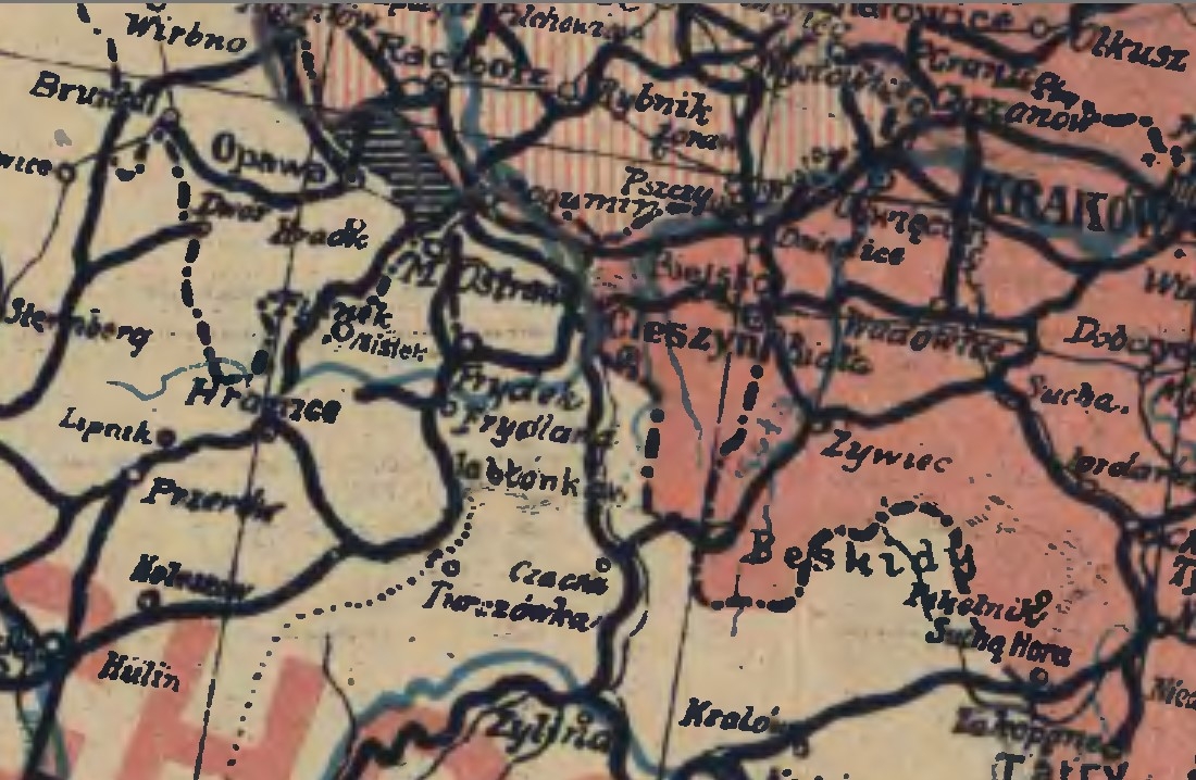 Img Mapa Rzeczypospolitej Polskiej z granicami według Traktatu Wersalskiego z Niemcami z d. 28 czerwca 1919 r., według postanowień Rady Ambasadorów w Paryżu z d. 28 lipca 1920 r. [...] i według układów w Rydze z R.S.F.R.S. w październiku 1920 r. Fot. Bibliote